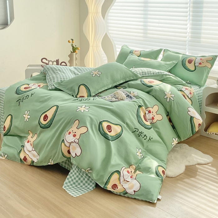 91家纺网 家纺一手货源 找家纺 楠沐 2025年新款亲肤水洗棉磨毛单被套 牛油果绿