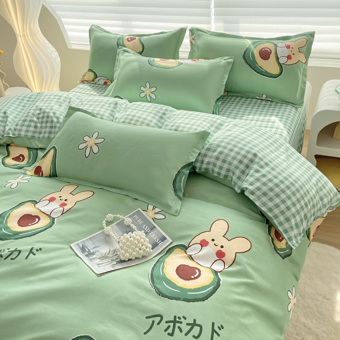 91家纺网 家纺一手货源 找家纺 楠沐 2025年新款亲肤水洗棉磨毛单被套 牛油果绿