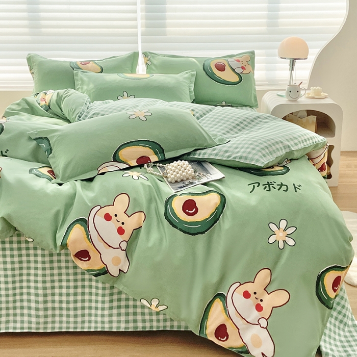 91家纺网 家纺一手货源 找家纺 楠沐 2025年新款亲肤水洗棉磨毛单被套 牛油果绿