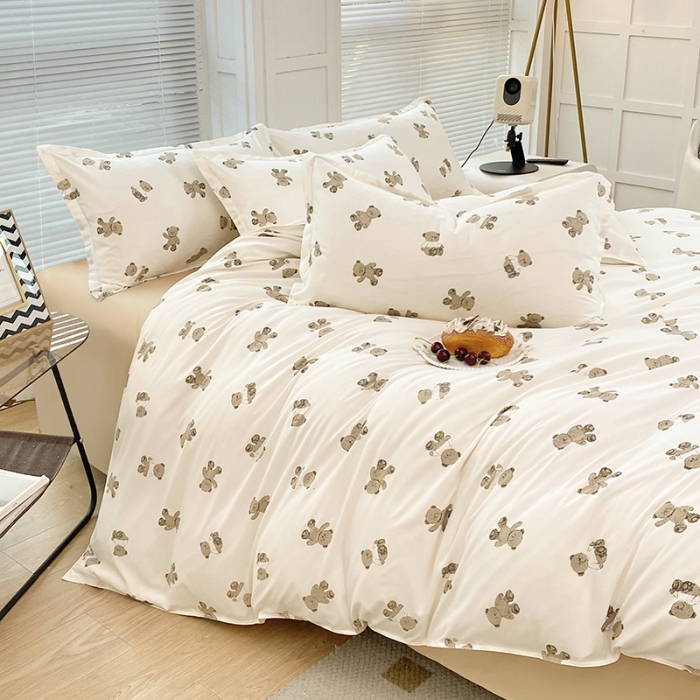 91家纺网 家纺一手货源 找家纺 楠沐 2025年新款亲肤水洗棉磨毛单被套 抱抱熊