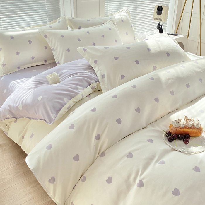 91家纺网 家纺一手货源 找家纺 楠沐 2025年新款亲肤水洗棉磨毛单被套 爱心灰