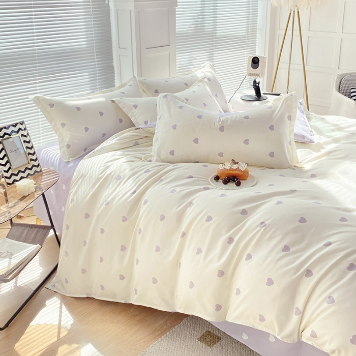 91家纺网 家纺一手货源 找家纺 楠沐 2025年新款亲肤水洗棉磨毛单被套 爱心灰