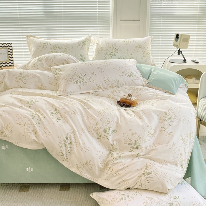 91家纺网 家纺一手货源 找家纺 楠沐 2025年新款亲肤水洗棉磨毛单被套 仙草