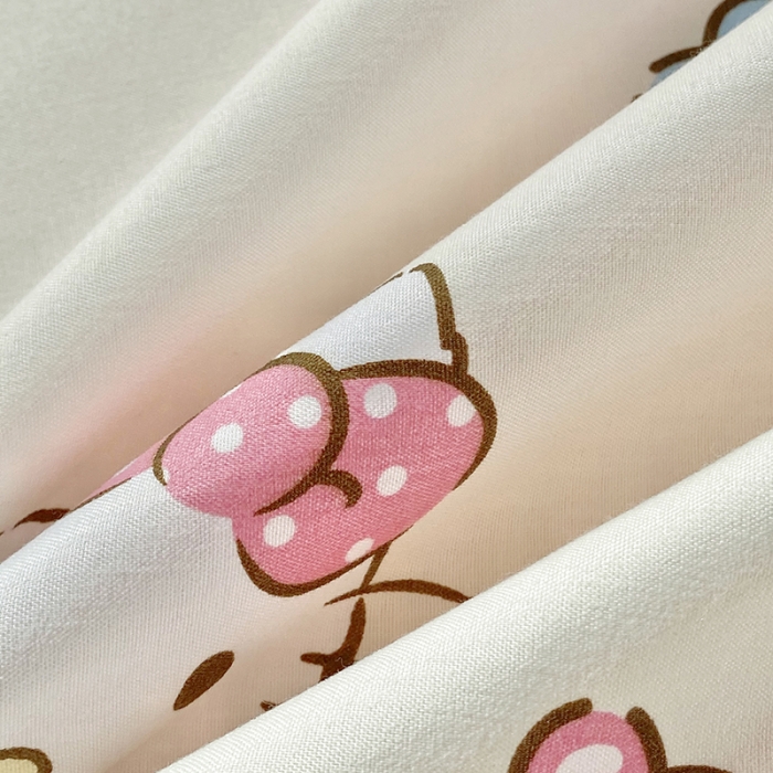 91家纺网 家纺一手货源 找家纺 楠沐 2025年新款亲肤水洗棉磨毛单被套 糖果KT猫