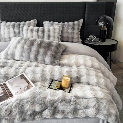 91家纺网 家纺一手货源 找家纺 （总）宜代光年 2023新款兔毛绒小泡泡四件套-七彩系列