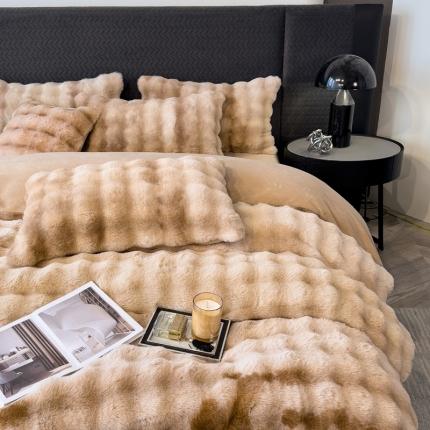 91家纺网 家纺一手货源 找家纺 （总）宜代光年 2023新款兔毛绒小泡泡四件套-七彩系列