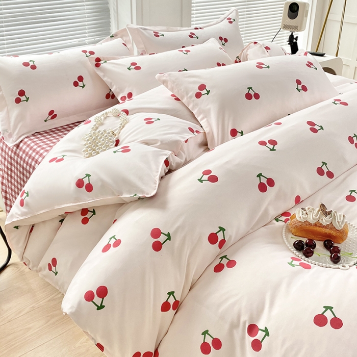 91家纺网 家纺一手货源 找家纺 楠沐 2025年新款亲肤水洗棉磨毛单被套 小樱桃