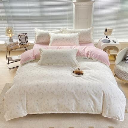 91家纺网 家纺一手货源 找家纺 楠沐 2025新款亲肤水洗棉磨毛四件套 水墨花