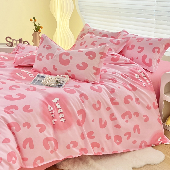 91家纺网 家纺一手货源 找家纺 楠沐 2025新款亲肤水洗棉磨毛四件套 甜美女孩