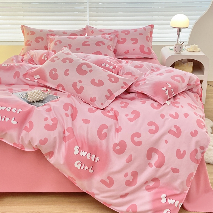 91家纺网 家纺一手货源 找家纺 楠沐 2025新款亲肤水洗棉磨毛四件套 甜美女孩