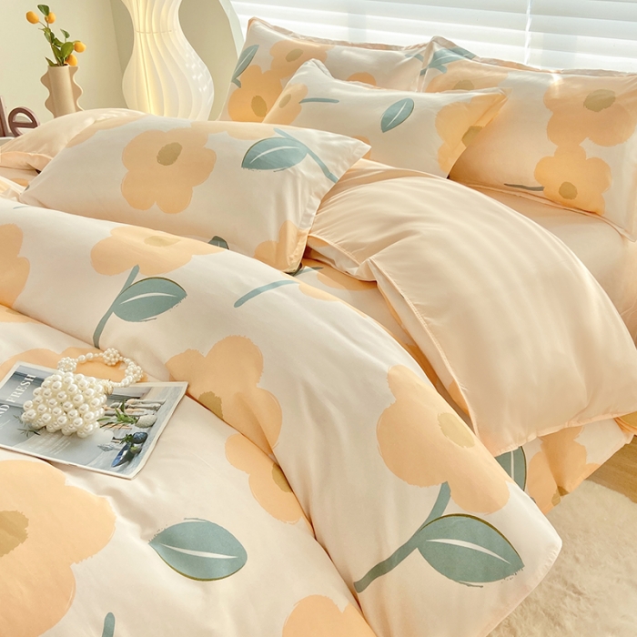 91家纺网 家纺一手货源 找家纺 楠沐 2025新款亲肤水洗棉磨毛四件套 春色暖阳