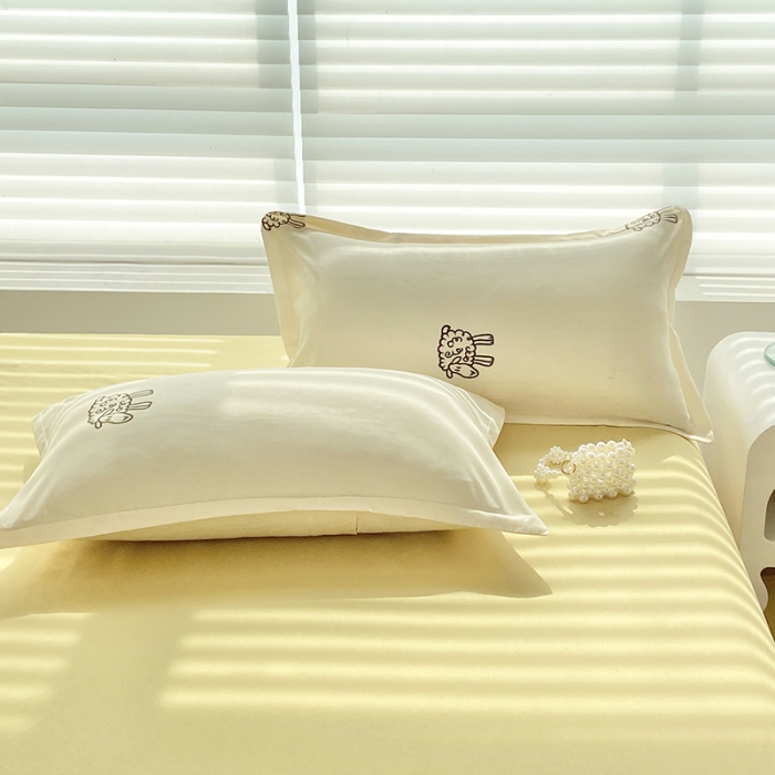 91家纺网 家纺一手货源 找家纺 楠沐 2025新款亲肤水洗棉磨毛四件套 小绵羊-黄