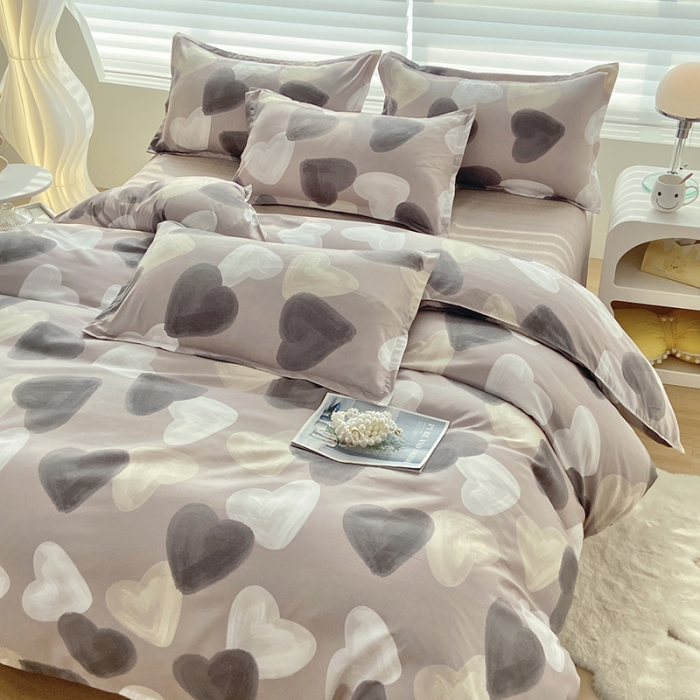 91家纺网 家纺一手货源 找家纺 楠沐 2025新款亲肤水洗棉磨毛四件套 朱古力