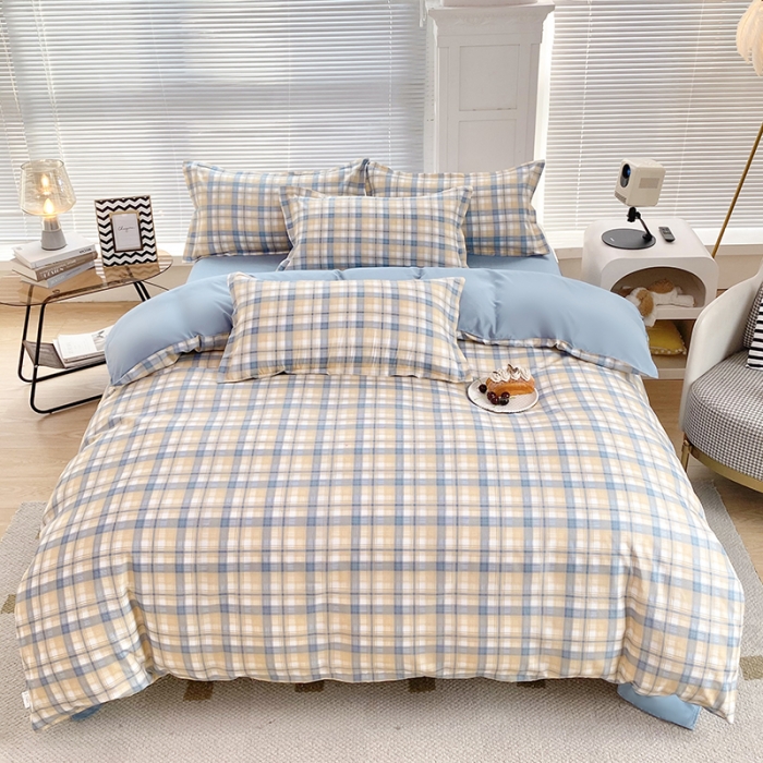 91家纺网 家纺一手货源 找家纺 楠沐 2025新款亲肤水洗棉磨毛四件套 淡桔