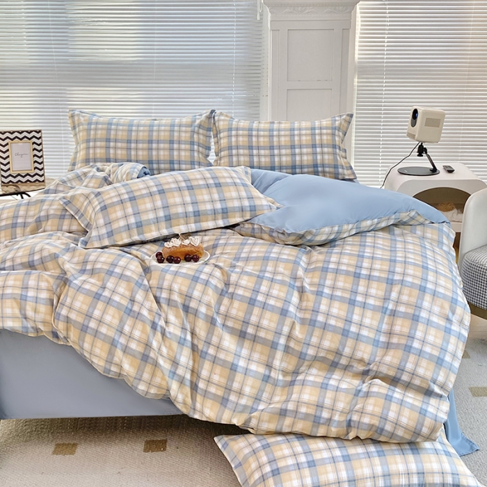 91家纺网 家纺一手货源 找家纺 楠沐 2025新款亲肤水洗棉磨毛四件套 淡桔