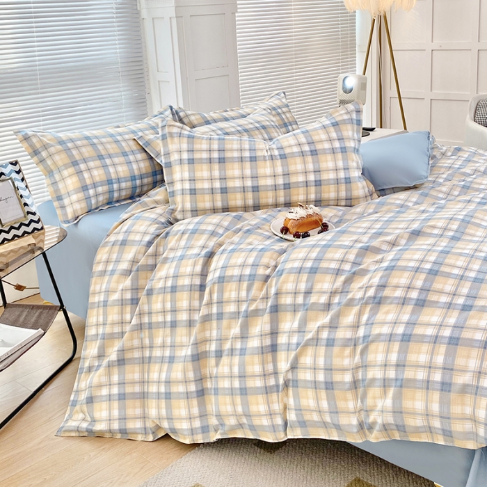 91家纺网 家纺一手货源 找家纺 楠沐 2025新款亲肤水洗棉磨毛四件套 淡桔