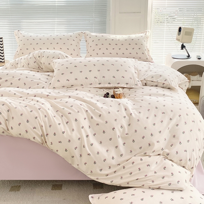 91家纺网 家纺一手货源 找家纺 楠沐 2025新款亲肤水洗棉磨毛四件套 小月野