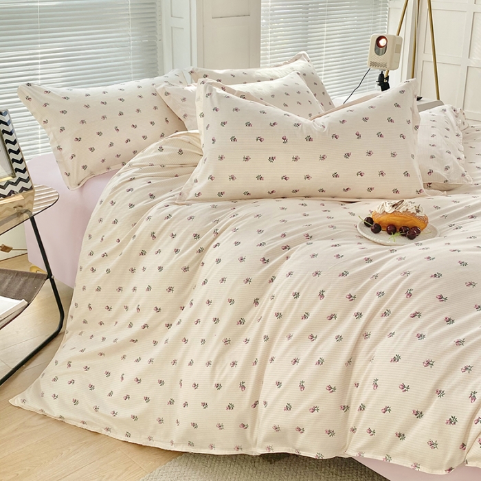 91家纺网 家纺一手货源 找家纺 楠沐 2025新款亲肤水洗棉磨毛四件套 小月野