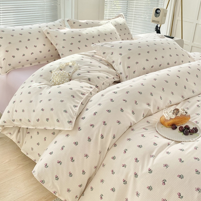 91家纺网 家纺一手货源 找家纺 楠沐 2025新款亲肤水洗棉磨毛四件套 小月野