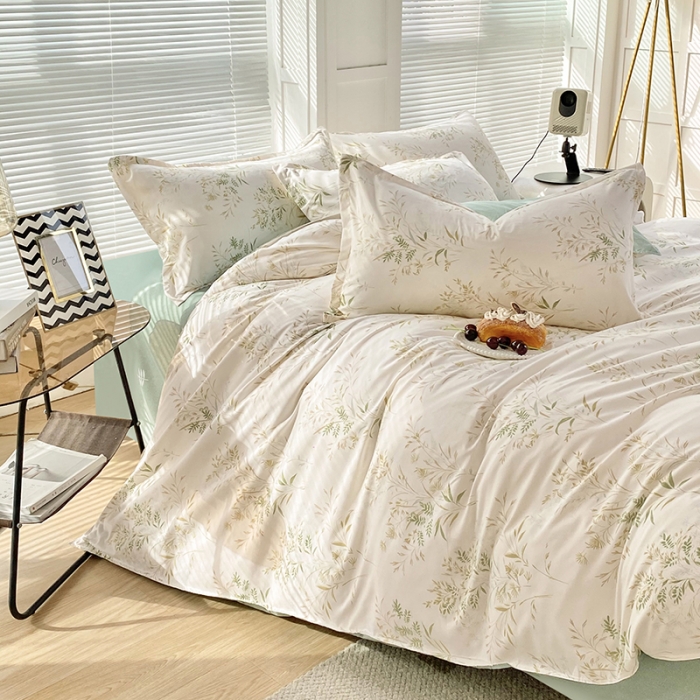 91家纺网 家纺一手货源 找家纺 楠沐 2025新款亲肤水洗棉磨毛四件套 仙草