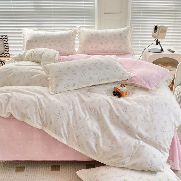 91家纺网 家纺一手货源 找家纺 楠沐 2025新款亲肤水洗棉磨毛四件套 水墨花