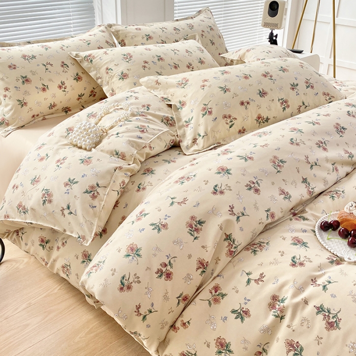 91家纺网 家纺一手货源 找家纺 楠沐 2025新款亲肤水洗棉磨毛四件套 复古花