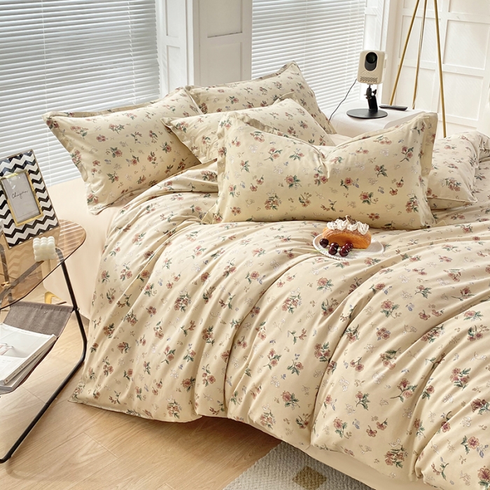 91家纺网 家纺一手货源 找家纺 楠沐 2025新款亲肤水洗棉磨毛四件套 复古花