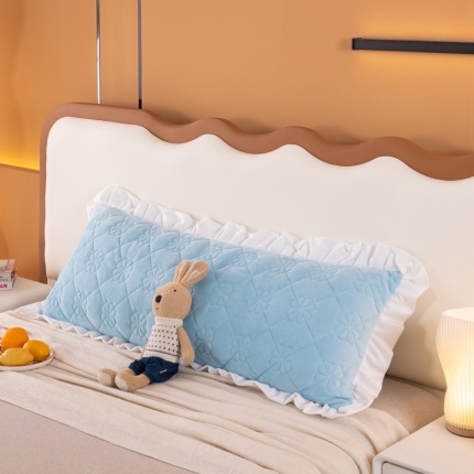 91家纺网 家纺一手货源 找家纺 喜相逢家纺 D31-夹棉牛奶绒双人枕套