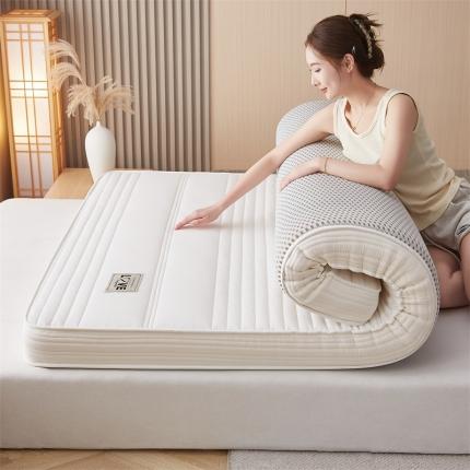 91家纺网 家纺一手货源 找家纺 伊先生家纺 2024新款无印风乳胶海绵+无印风乳胶椰棕床垫2合一 柔软舒适乳胶记忆棉款无印-白9cm