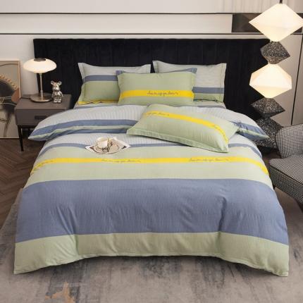 91家纺网 家纺一手货源 找家纺 喜四方 2024新款全棉磨毛全棉印花四件套 加州韵律-绿