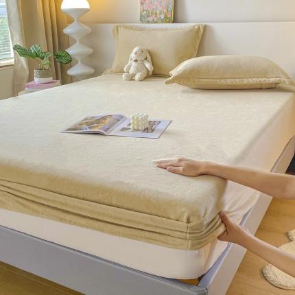恬澳 2025新款加厚牛奶绒纯色床笠 香槟色
