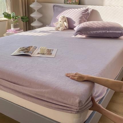 恬澳 2025新款加厚牛奶绒纯色床笠 云雾紫