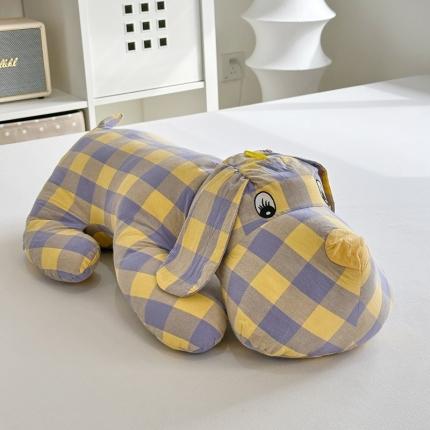 91家纺网 家纺一手货源 找家纺 （总）三沁 2023新款直播爆款福利款纯棉色织水洗棉格子升级款小狗抱枕