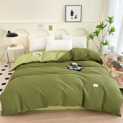 91家纺网 家纺一手货源 找家纺 春皖家纺 2023新款全棉A类棋盘华夫格单品系列风格三-单被套