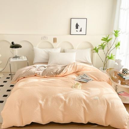 91家纺网 家纺一手货源 找家纺 春皖家纺 2023新款全棉A类棋盘华夫格单品系列风格三-单被套