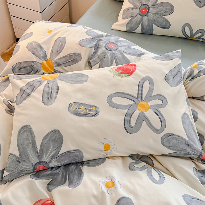 91家纺网 家纺一手货源 找家纺 维娜斯 2023新款亲肤棉水洗棉印花单被套 蓝花霉霉