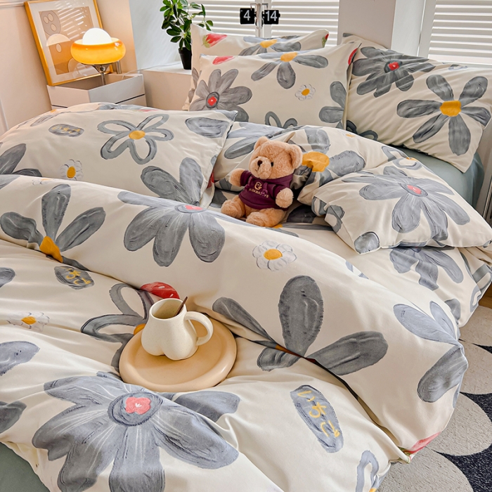 91家纺网 家纺一手货源 找家纺 维娜斯 2023新款亲肤棉水洗棉印花单被套 蓝花霉霉