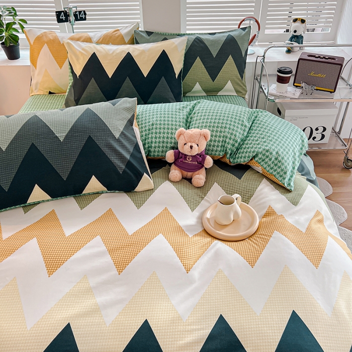 91家纺网 家纺一手货源 找家纺 维娜斯 2023新款亲肤棉水洗棉印花单被套 小波浪