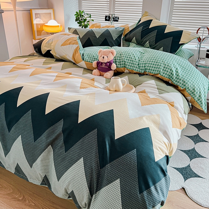 91家纺网 家纺一手货源 找家纺 维娜斯 2023新款亲肤棉水洗棉印花单被套 小波浪