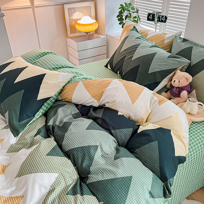 91家纺网 家纺一手货源 找家纺 维娜斯 2023新款亲肤棉水洗棉印花单被套 小波浪