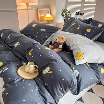 91家纺网 家纺一手货源 找家纺 维娜斯 2023新款亲肤棉水洗棉印花单被套 星际遨游