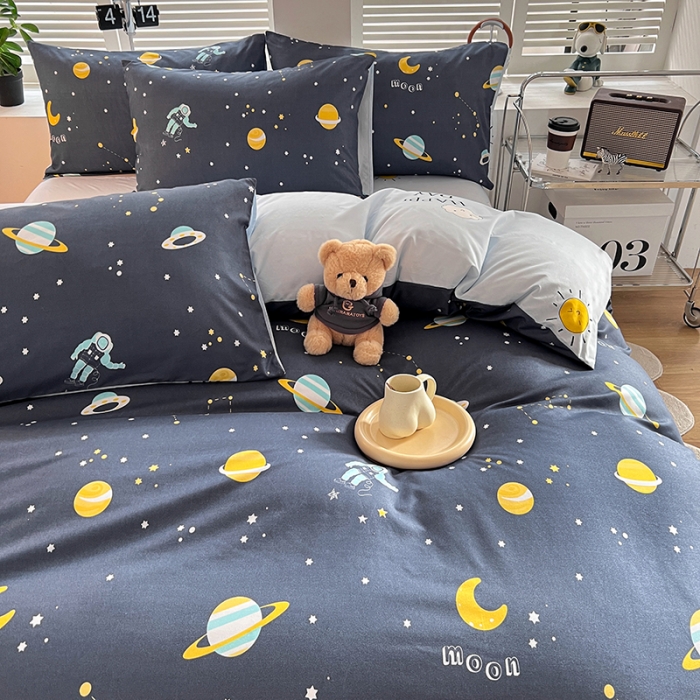 91家纺网 家纺一手货源 找家纺 维娜斯 2023新款亲肤棉水洗棉印花单被套 星际遨游