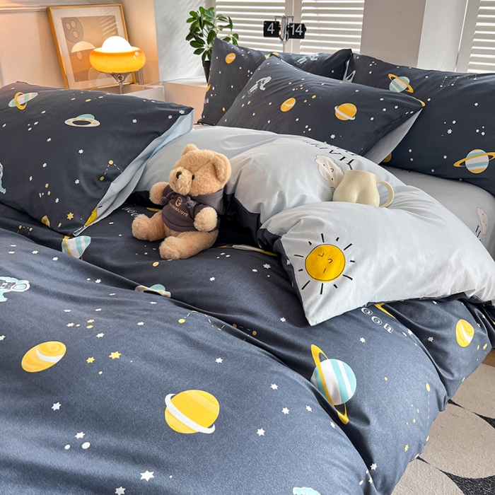 91家纺网 家纺一手货源 找家纺 维娜斯 2023新款亲肤棉水洗棉印花单被套 星际遨游