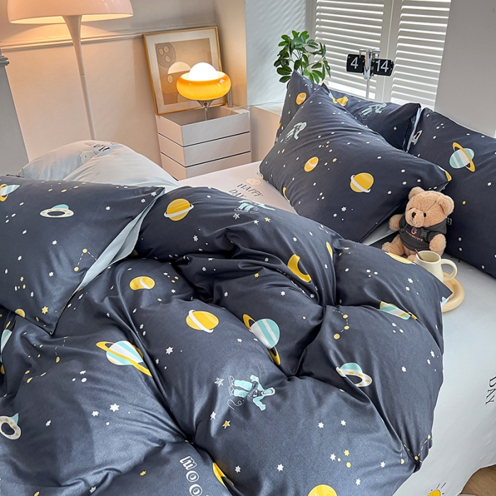 91家纺网 家纺一手货源 找家纺 维娜斯 2023新款亲肤棉水洗棉印花单被套 星际遨游