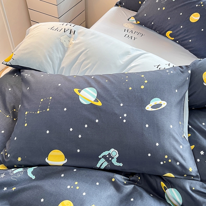 91家纺网 家纺一手货源 找家纺 维娜斯 2023新款亲肤棉水洗棉印花单被套 星际遨游