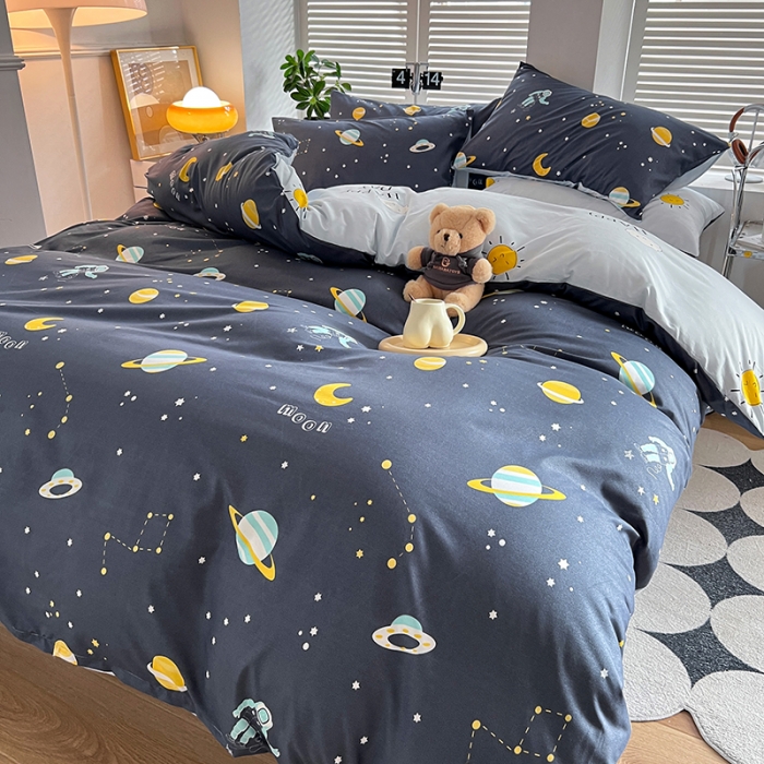 91家纺网 家纺一手货源 找家纺 维娜斯 2023新款亲肤棉水洗棉印花单被套 星际遨游