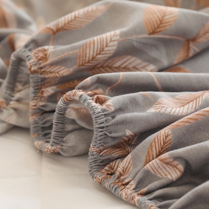 91家纺网 家纺一手货源 找家纺 元元 2024新款13372加密精梳全棉单品套件系列-单床笠 微光-灰