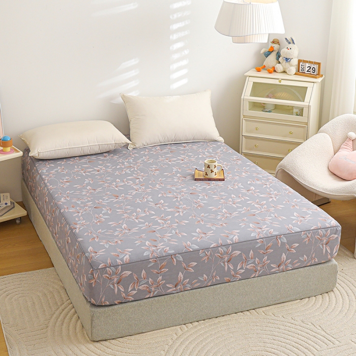 91家纺网 家纺一手货源 找家纺 元元 2024新款13372加密精梳全棉单品套件系列-单床笠 微光-灰