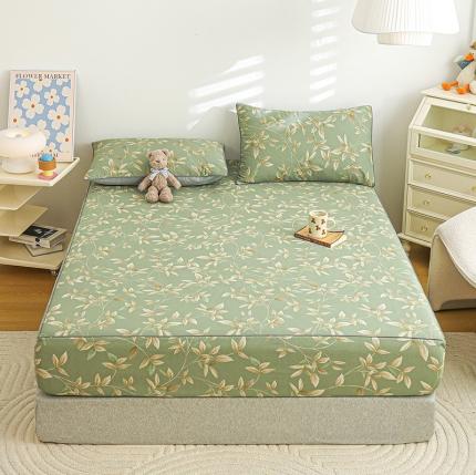 元元 2024新款13372加密精梳全棉单品套件系列-单床笠 微光-绿