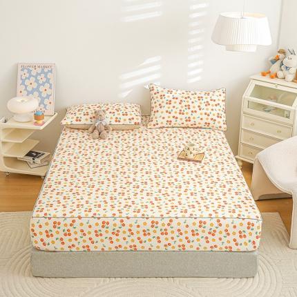 元元 2024新款13372加密精梳全棉单品套件系列-单床笠 樱桃园